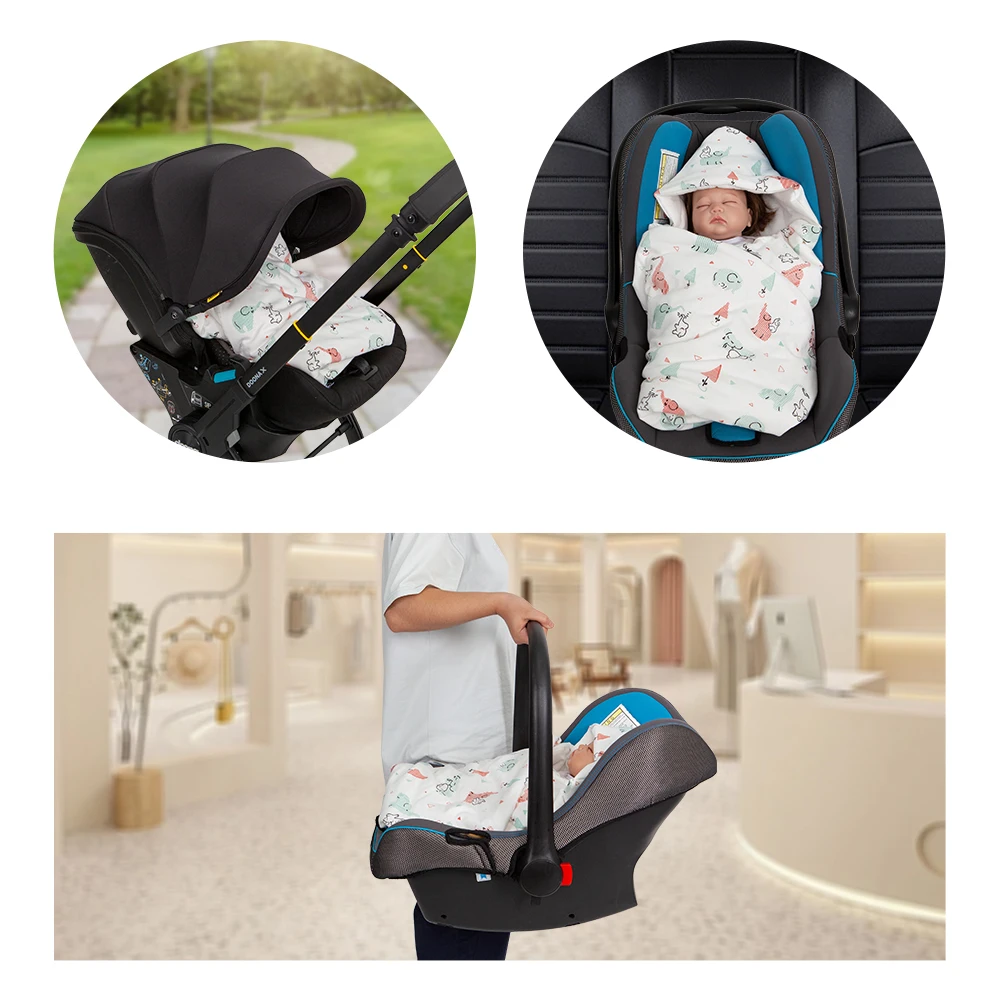 Manta con capucha para coche de bebé – Estampado elefante - imagen 2