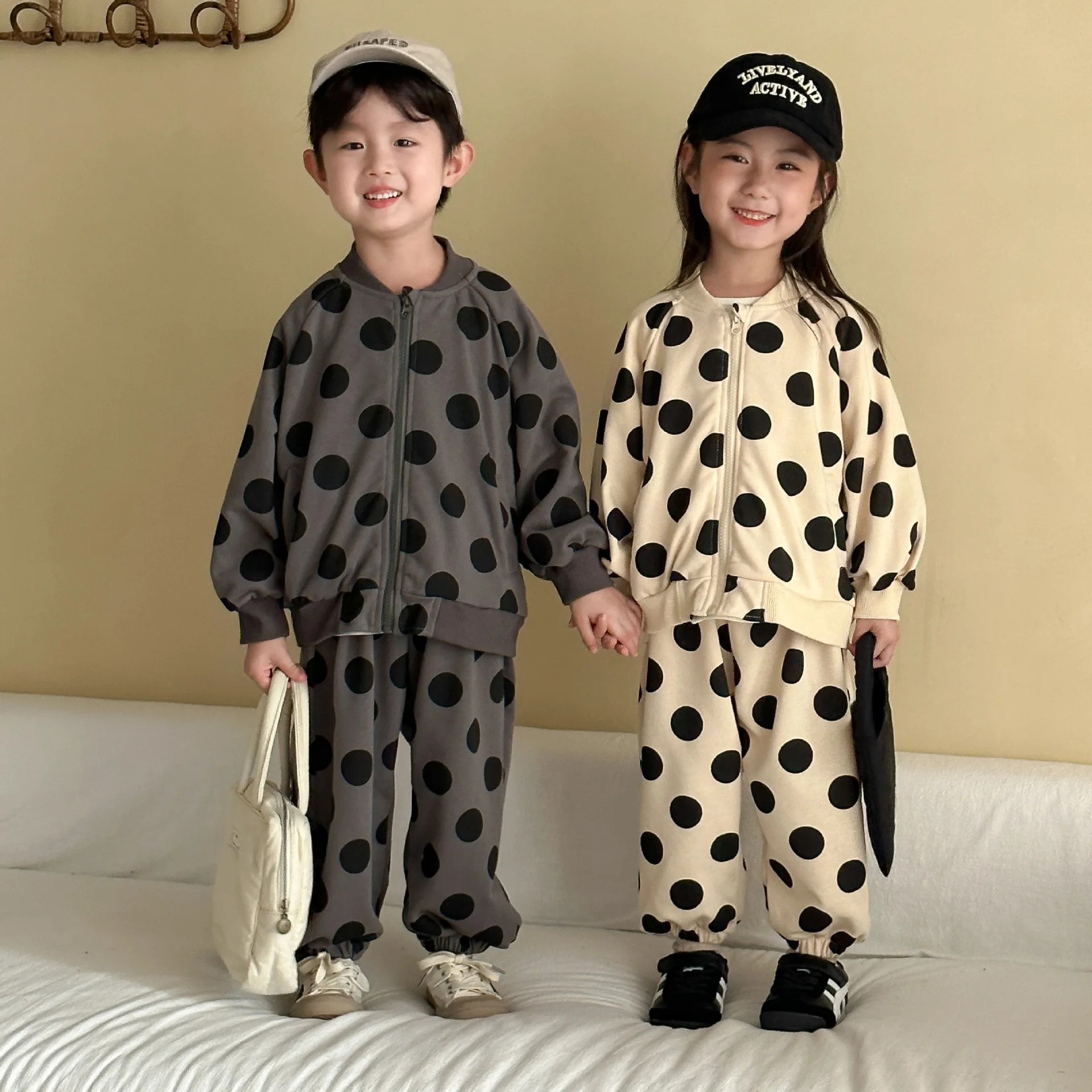 Conjunto bebé niña otoño: suéter lunares, camisa y pantalón algodón - imagen 5