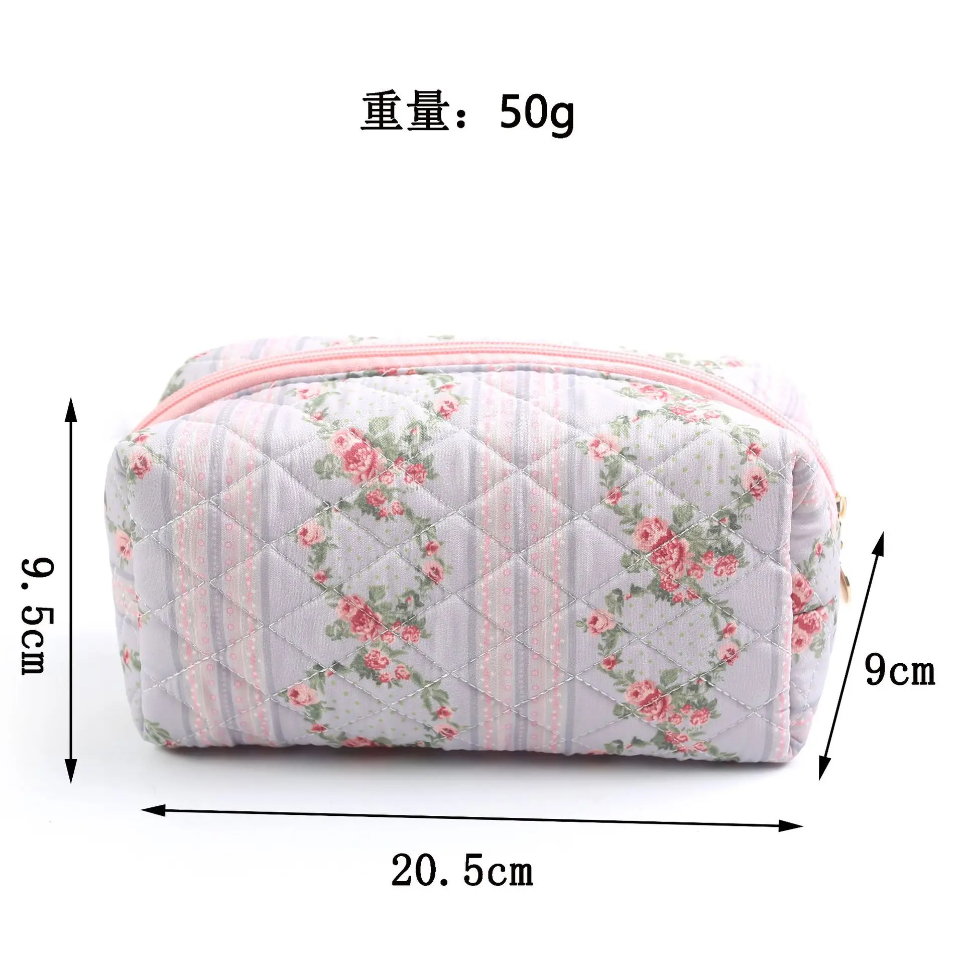 Bolsa de maquillaje acolchada con flores