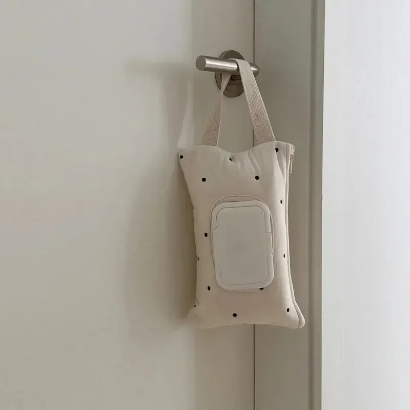 Soporte de pañuelos para coche con diseño a rayas y puntos