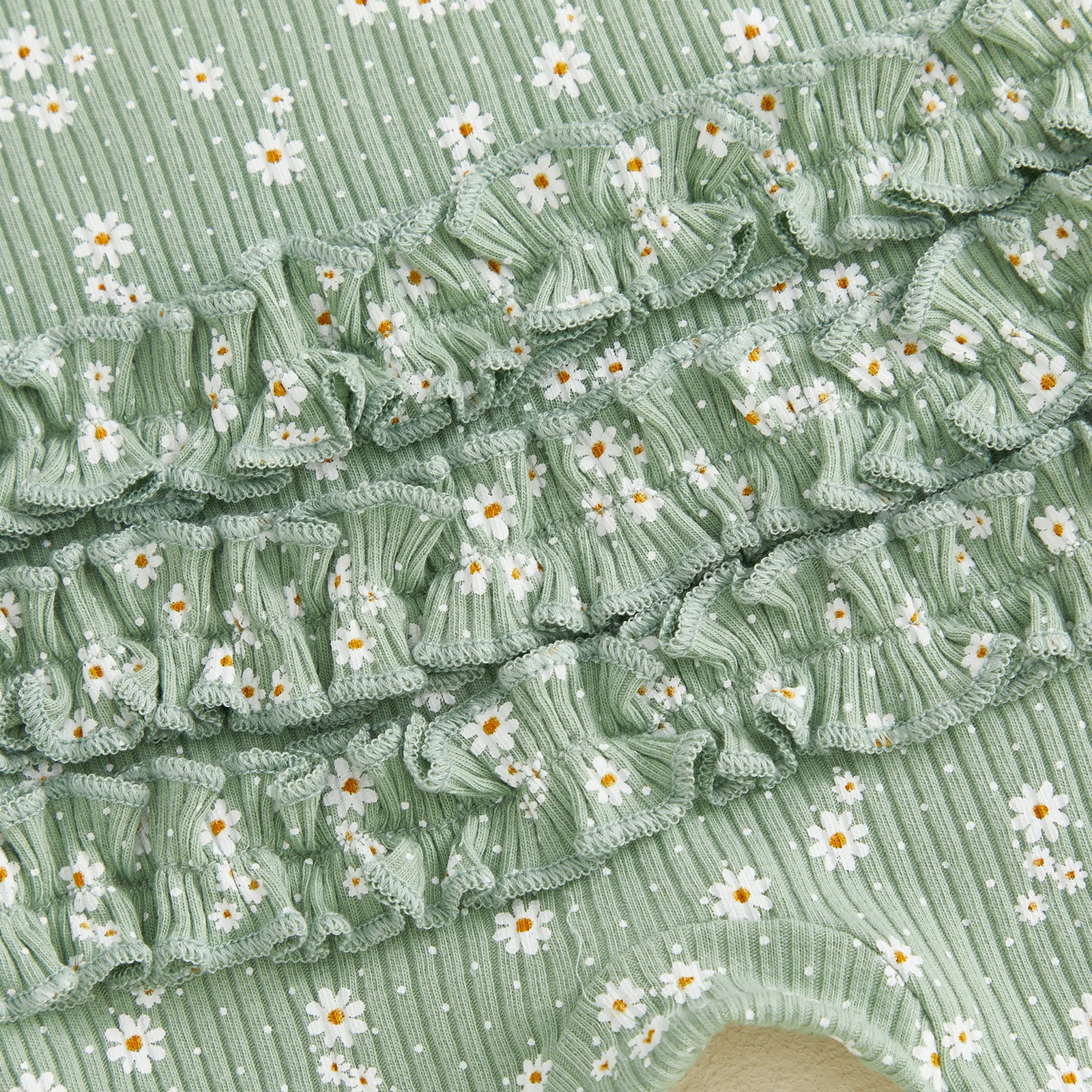 Mono de verano para bebé con manga corta, volantes florales y diadema - imagen 3