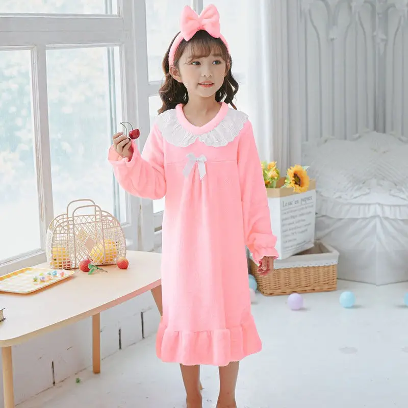 Camisón de franela con lazo para bebé niña cómodo - imagen 4