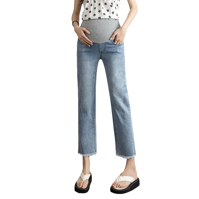 Vaqueros de maternidad rectos denim elástico para otoño