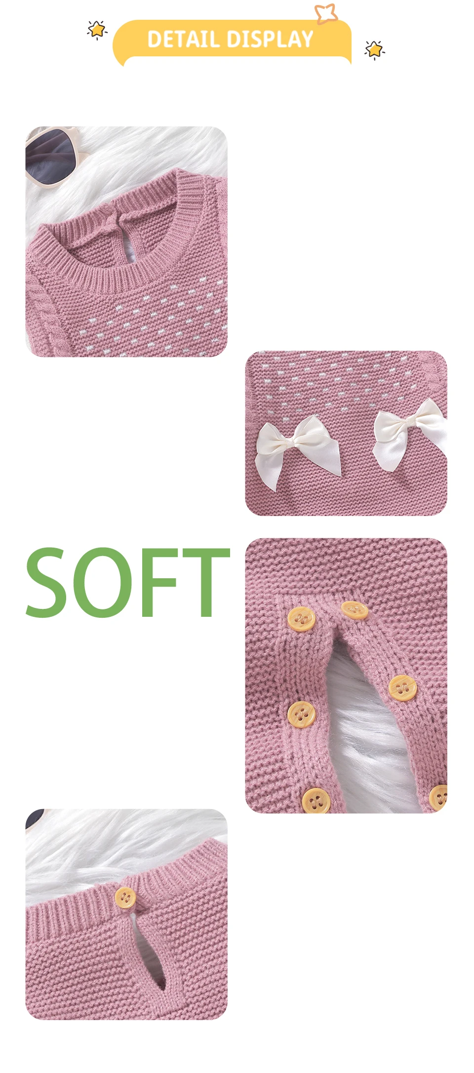 Estilo rosa tejido para recién nacido