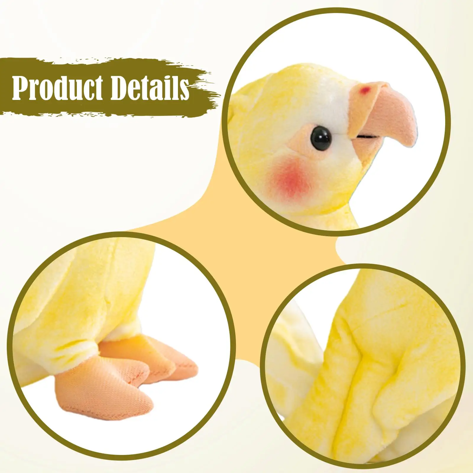 Peluche de loro amarillo suave para niños y decoración infantil - imagen 4