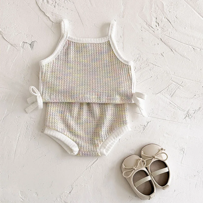 Conjunto de verano para bebé niña MILANCEL – Camiseta halter y bloomer - imagen 2