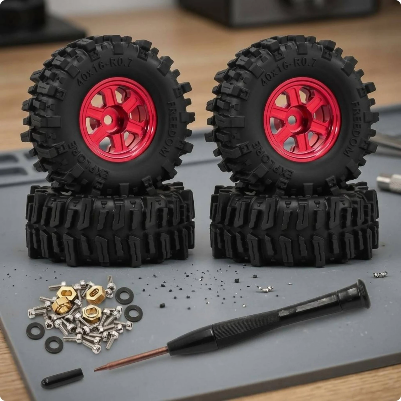 Neumáticos RC para camiones todoterreno con aro de aluminio - imagen 5