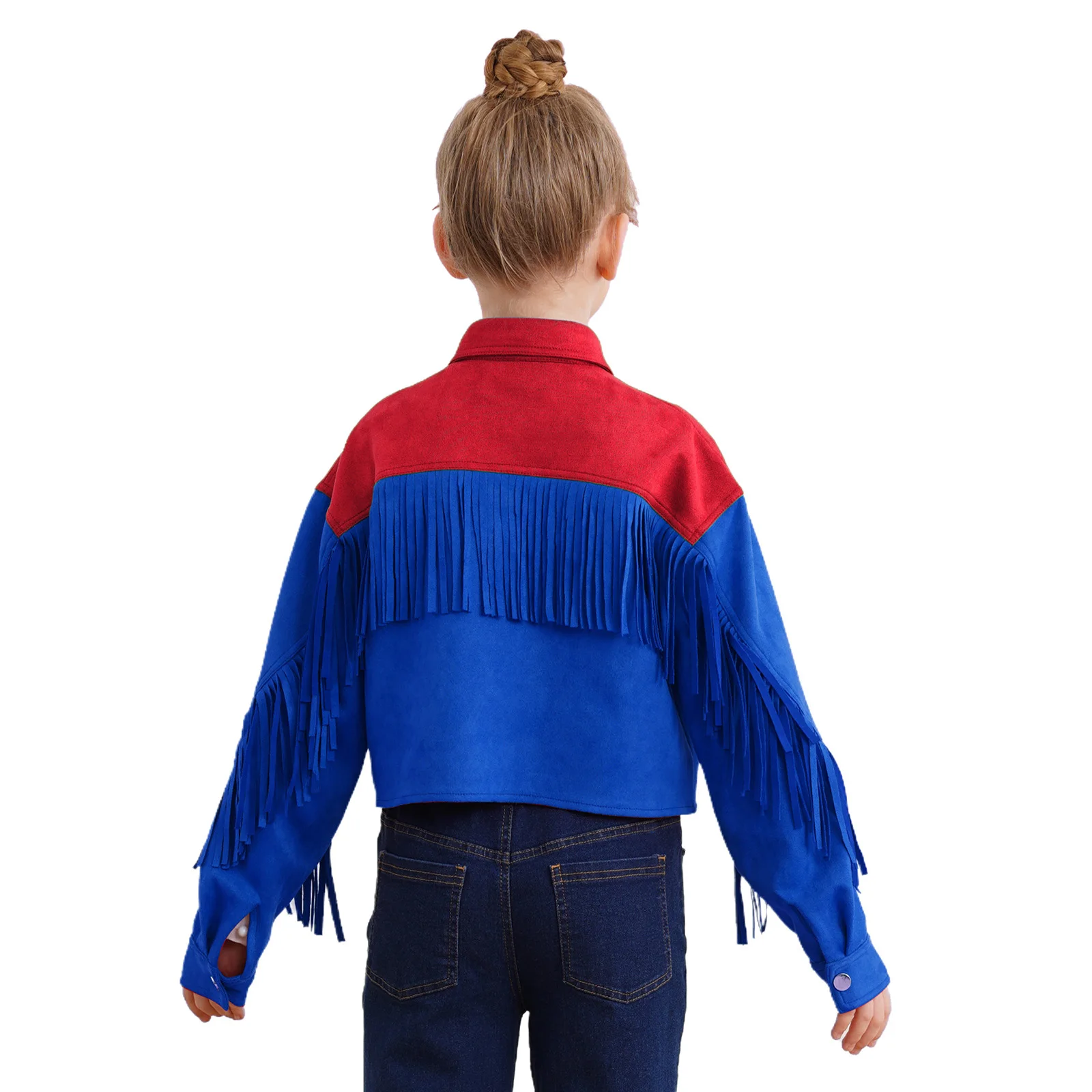 Chaqueta vintage de gamuza sintética con borlas para niña - imagen 3