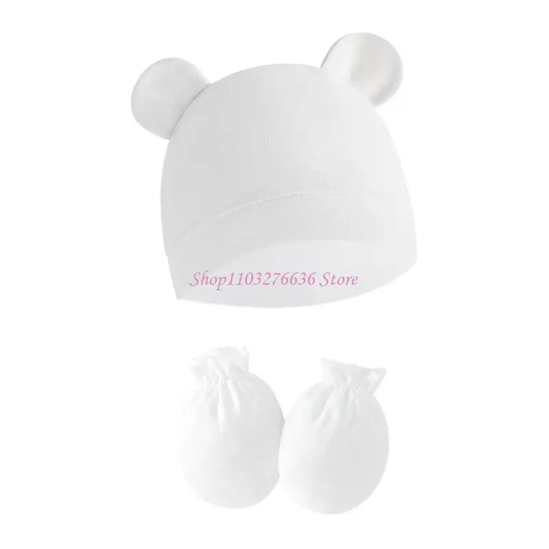 Guantes antiarañazos y gorro para recién nacido, set protector - imagen 4