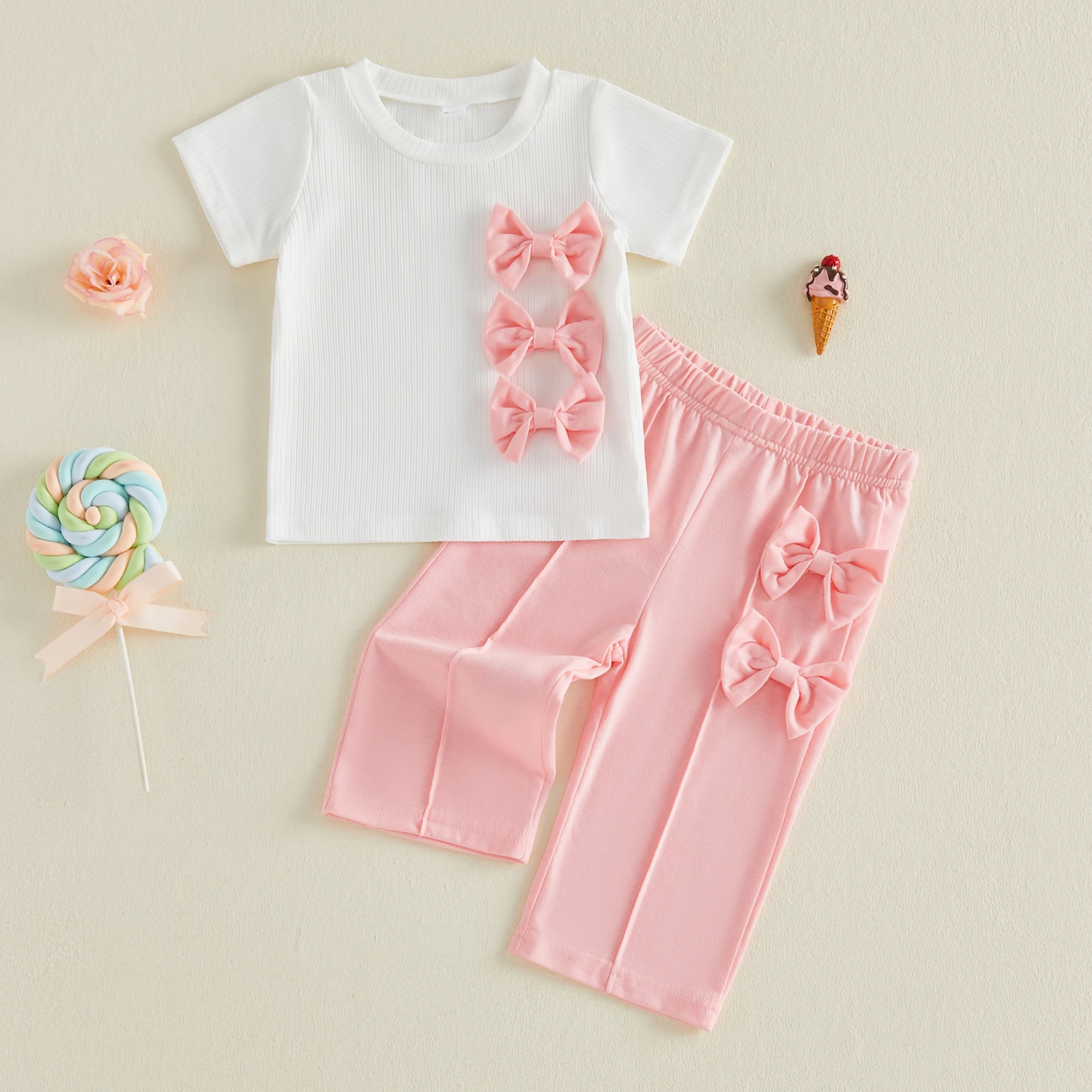 VISgogo conjunto bebé niño verano lazos decorativos y cuello redondo - imagen 2