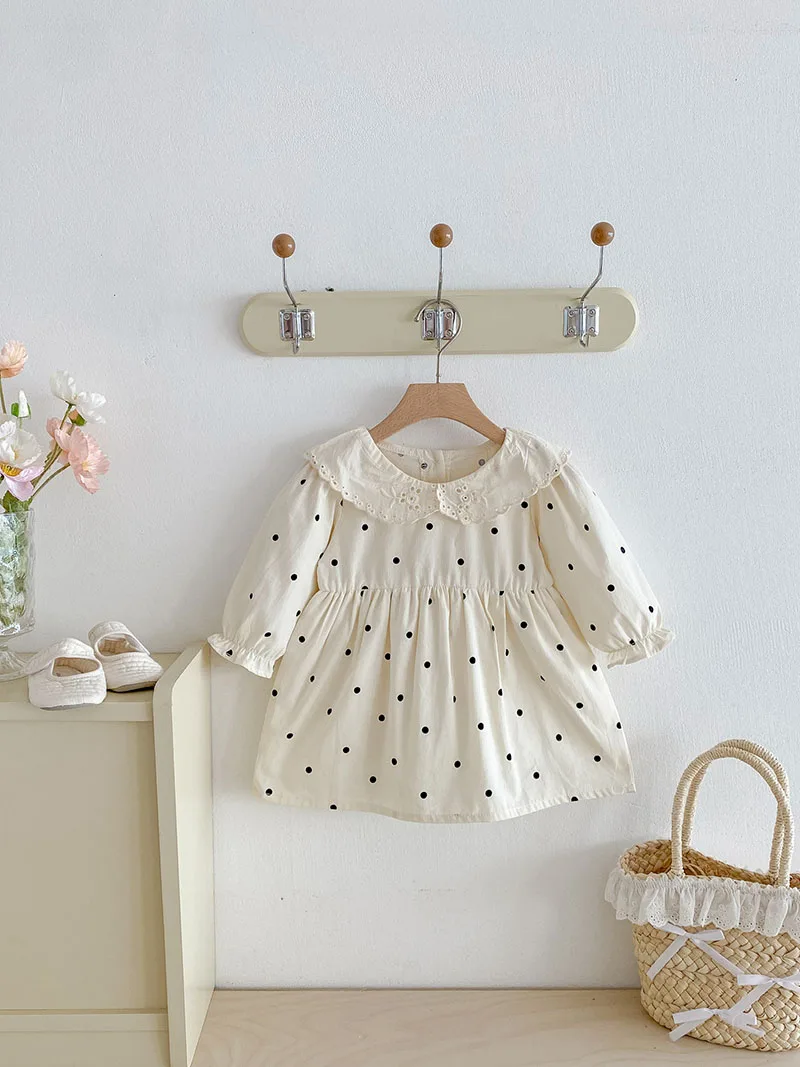 MILANCEL Vestido bebé niña otoño con lunares estilo princesa - imagen 5