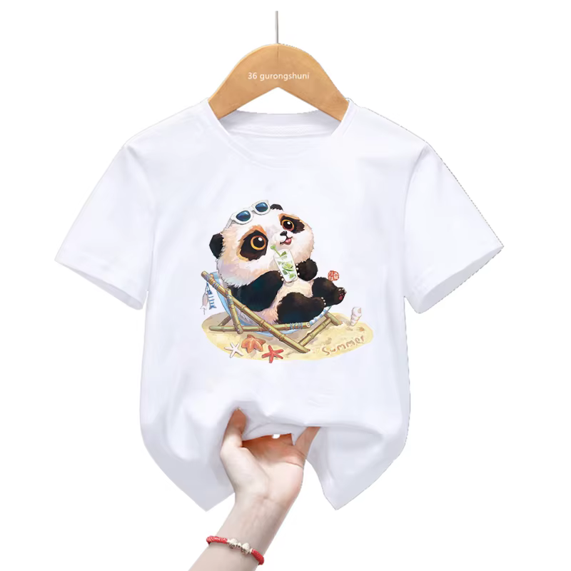 Camiseta Kawaii Panda para niños y niñas – Verano 2024 - imagen 3