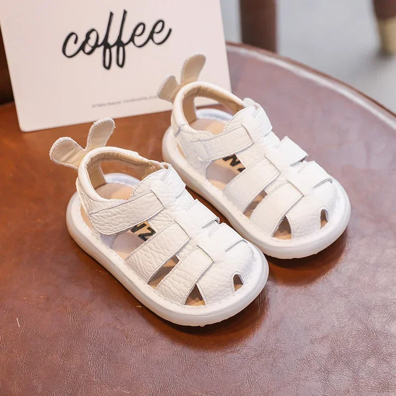 Sandalias anticolisión de cuero genuino para bebés y niños – Antigolpes - imagen 2