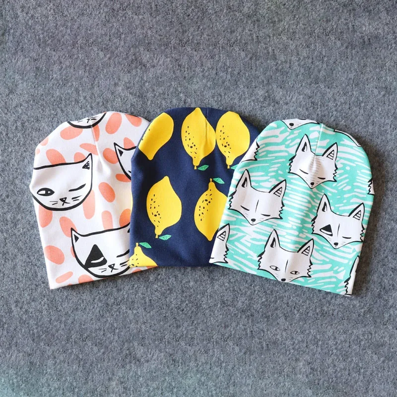 Gorros bebé primavera otoño Hip-hot con estampado de dibujos animados