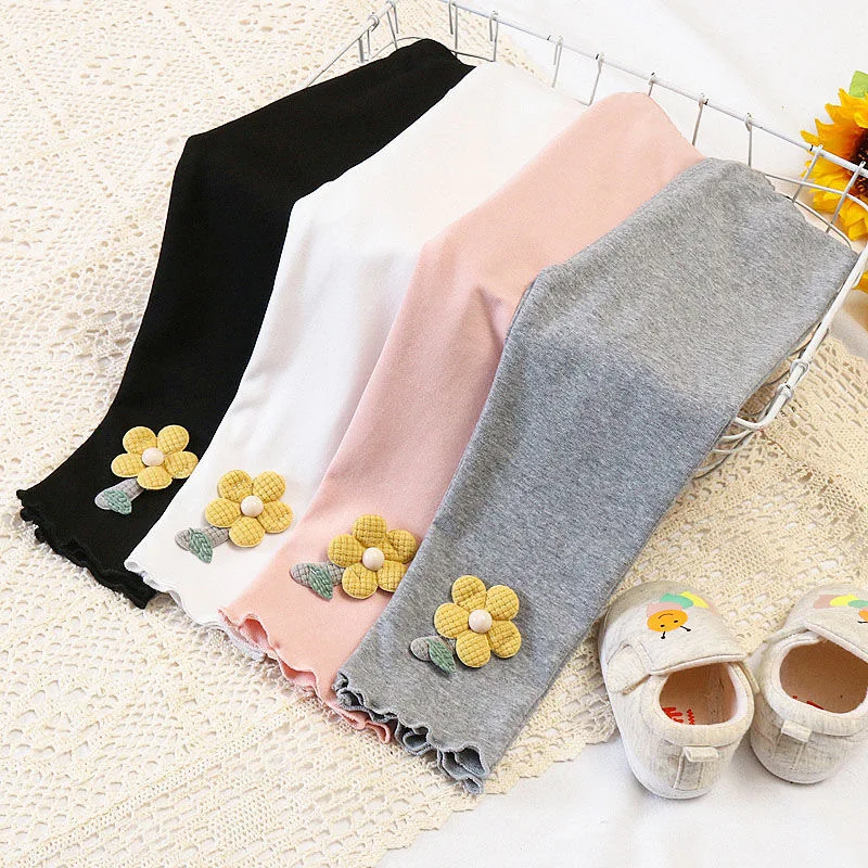 Mallas infantiles de algodón con flores para niña – Primavera y Otoño - imagen 5
