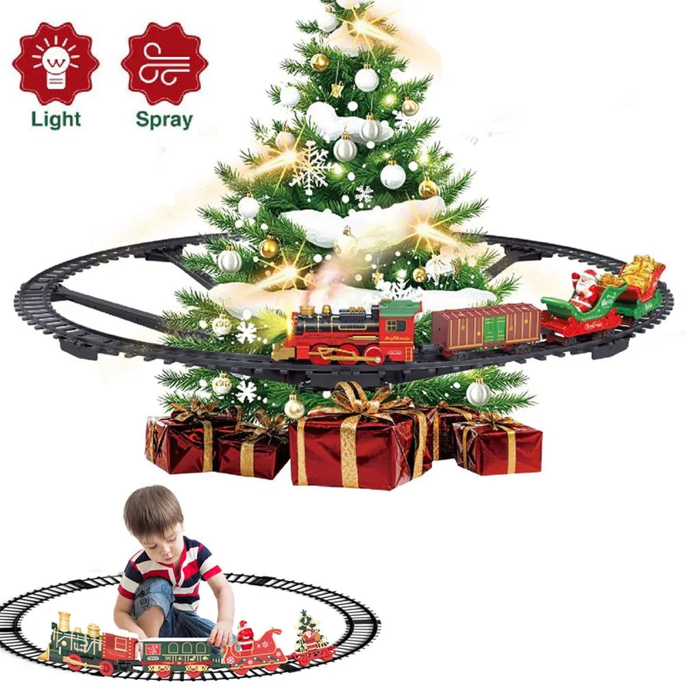 Tren eléctrico navideño con vía clásica y trineo de Papá Noel - imagen 3