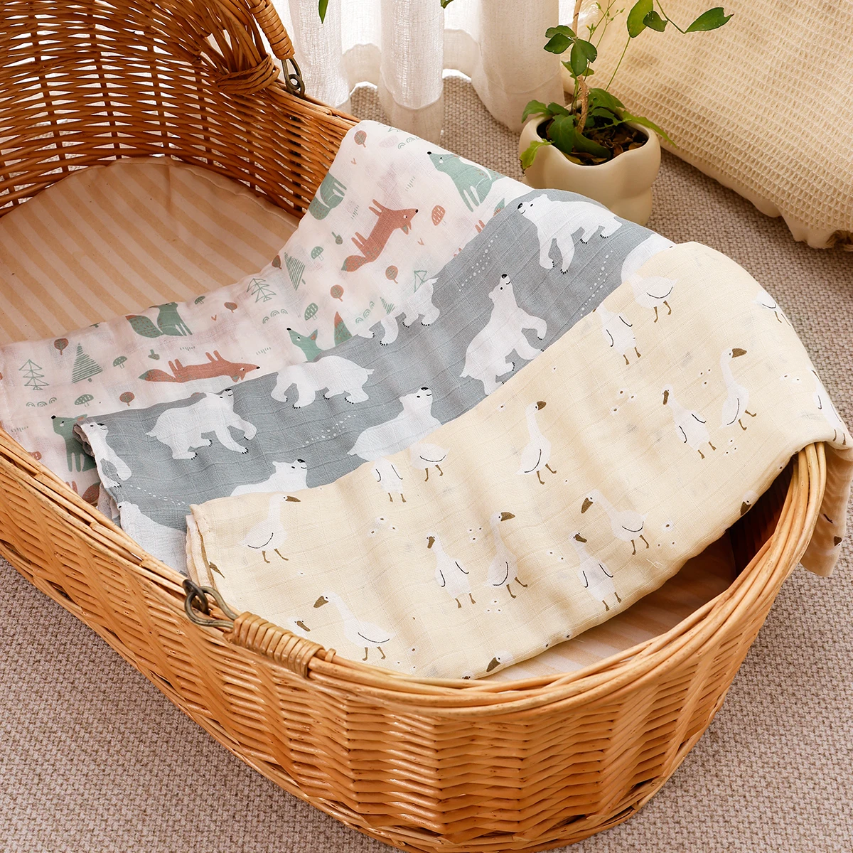 Manta de muselina suave con estampado infantil