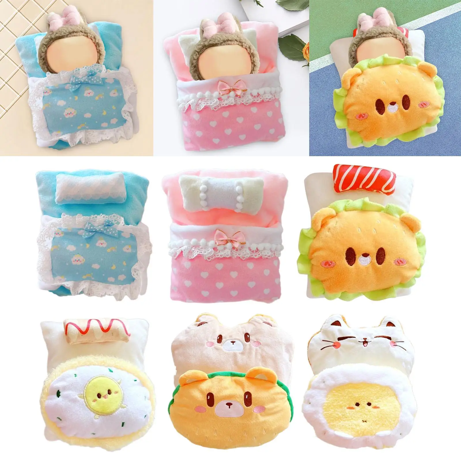Ropa de cama para muñecas con almohada y mantita - imagen 4