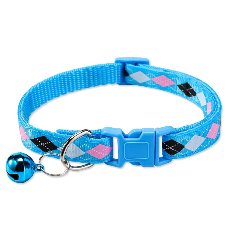 Collar ajustable para perros y gatos con campana, estampado diamantes - imagen 2