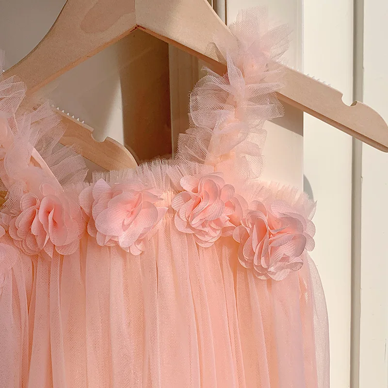 MILANCEL Vestido de malla veraniego para niña - Estilo tutú floral - imagen 2