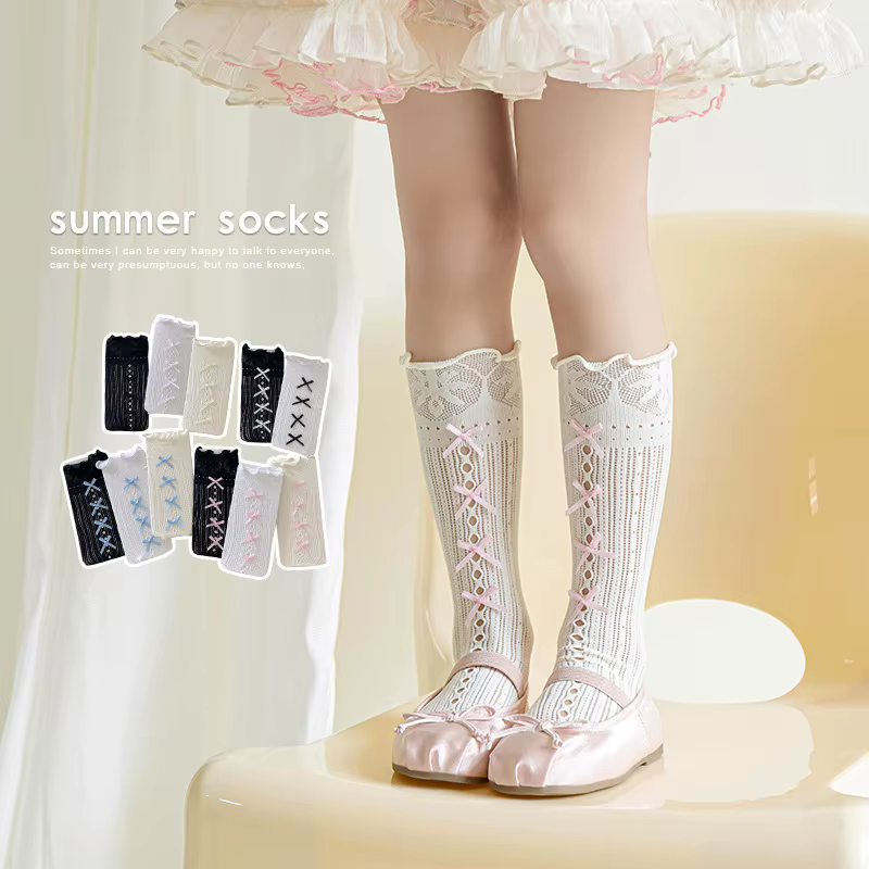 Medias caladas altas de verano con lazo para niña - imagen 3