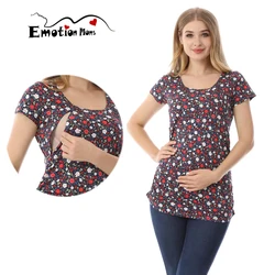 Camiseta de lactation manga corta estampada – Cómoda para embarazo y postparto