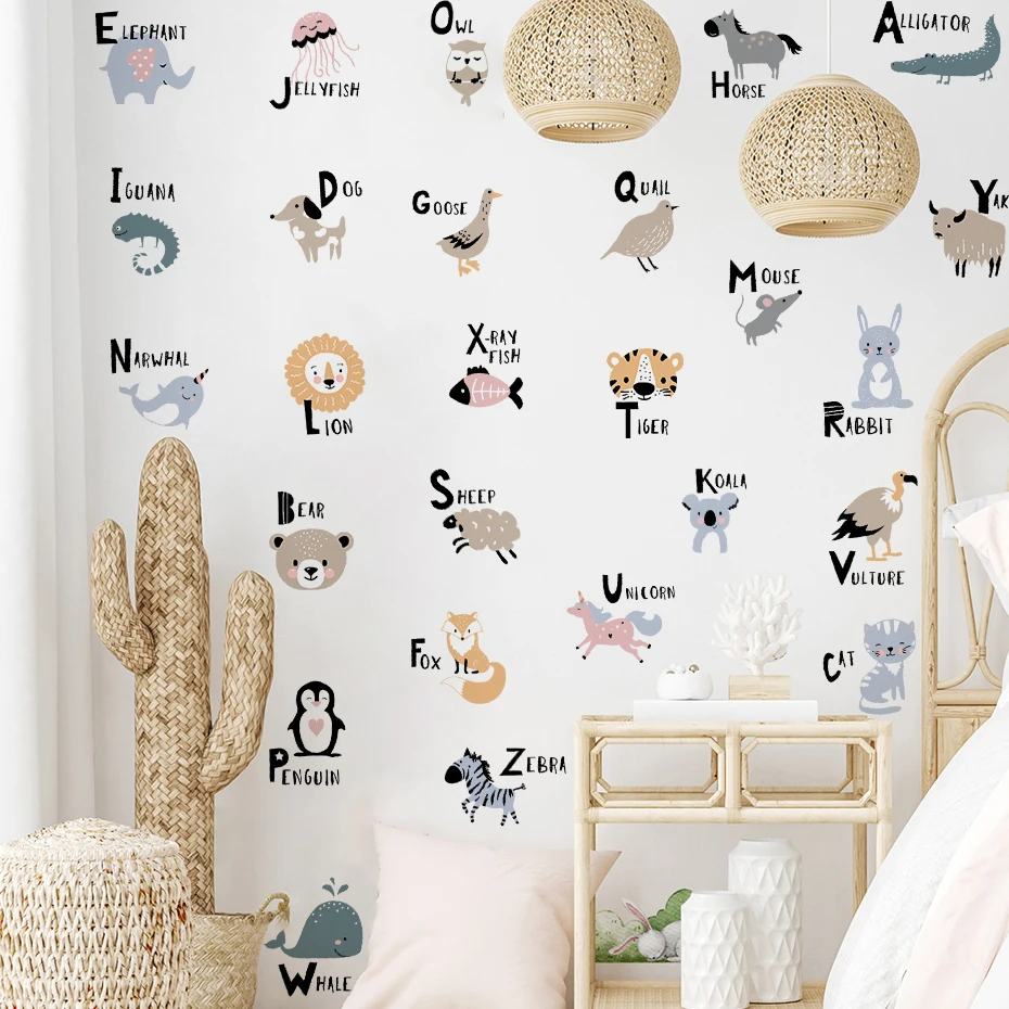 Pegatinas de pared infantiles de animales y alfabeto para aula - imagen 5