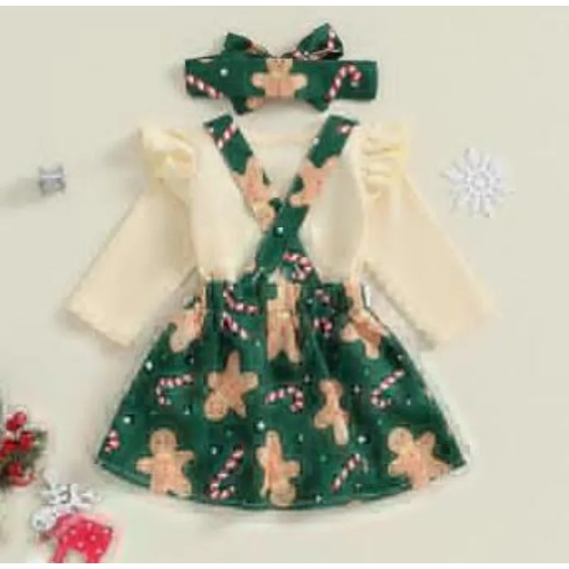Conjunto navideño de falda y mameluco para recién nacido otoño-invierno - imagen 5