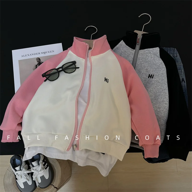 Chaqueta de béisbol con letras y cremallera para niños y niñas - imagen 2