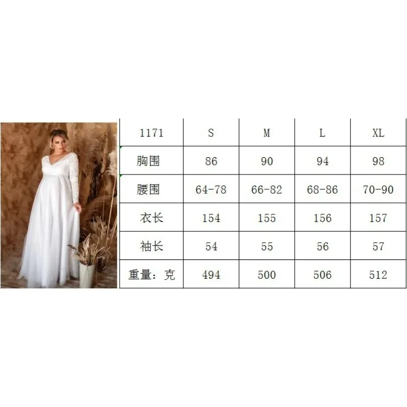 Vestido de embarazo holgado con encaje y manga larga - imagen 5
