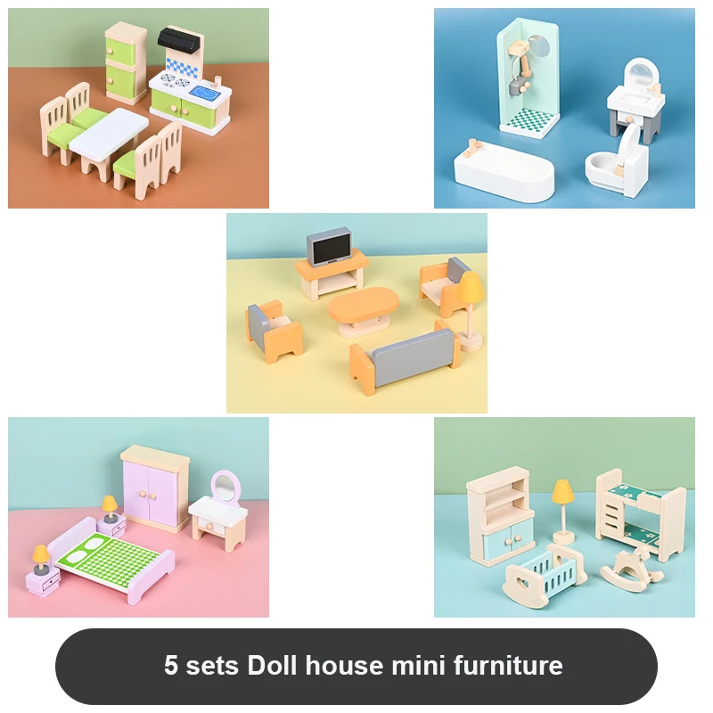 Casa de muñecas madera miniatura para niñas - imagen 3
