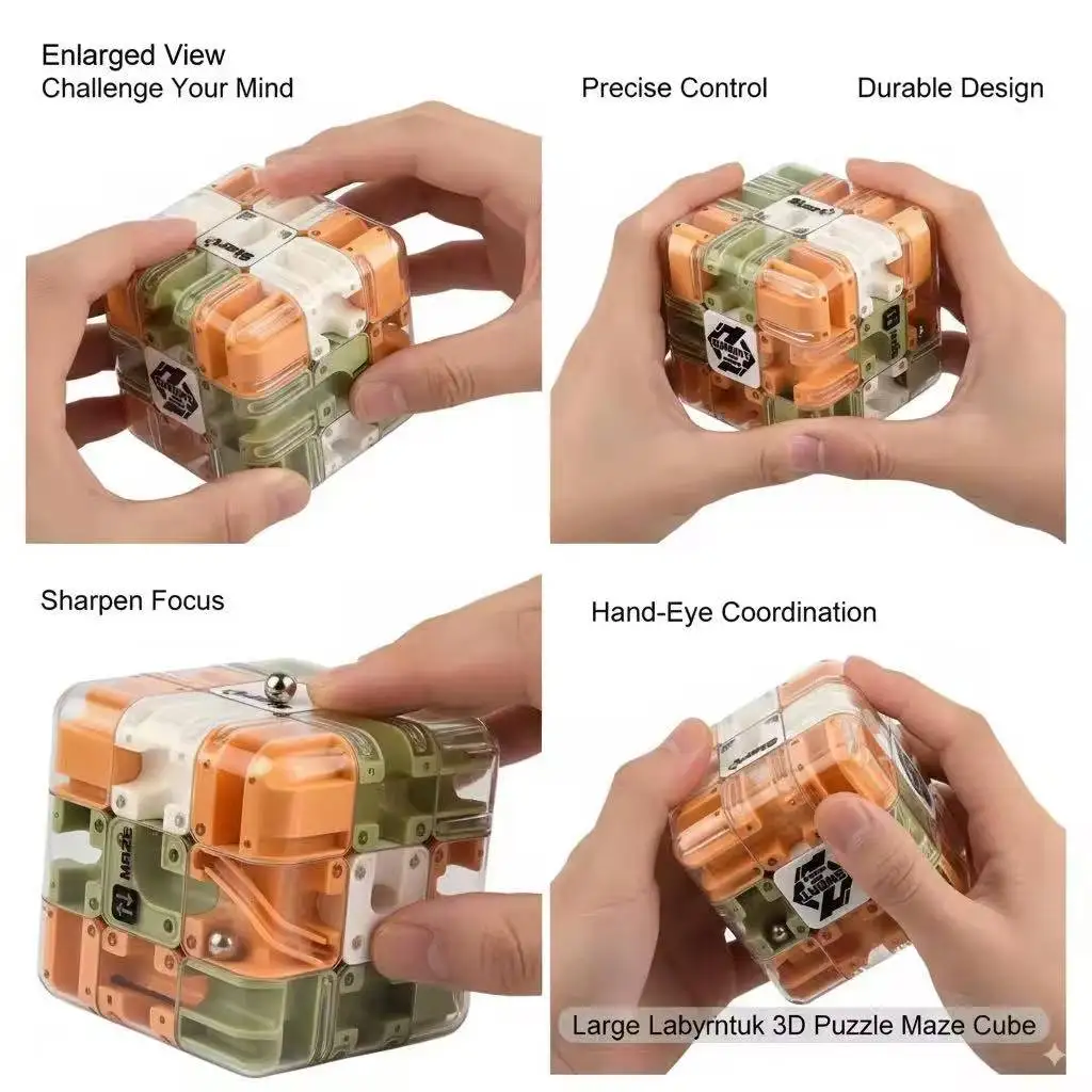 Rompecabezas laberinto 3D en cubo transparente – Antiestrés niños - imagen 5