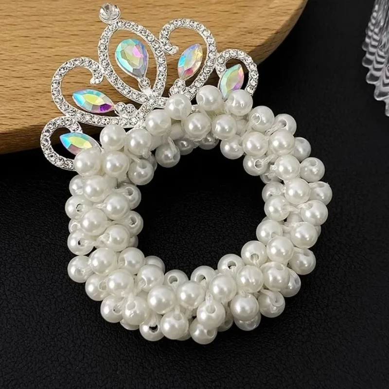 Coleteros con perlas y corona para niñas – bandas elásticas - imagen 5