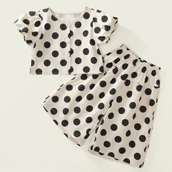 Conjunto verano niña de algodón con top manga corta y pantalón suelto