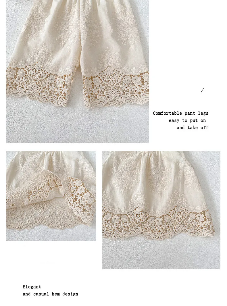 Pantalón con motivo floral bordado