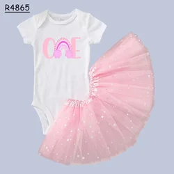 Vestido de cumpleaños niña con tutú de princesa manga corta