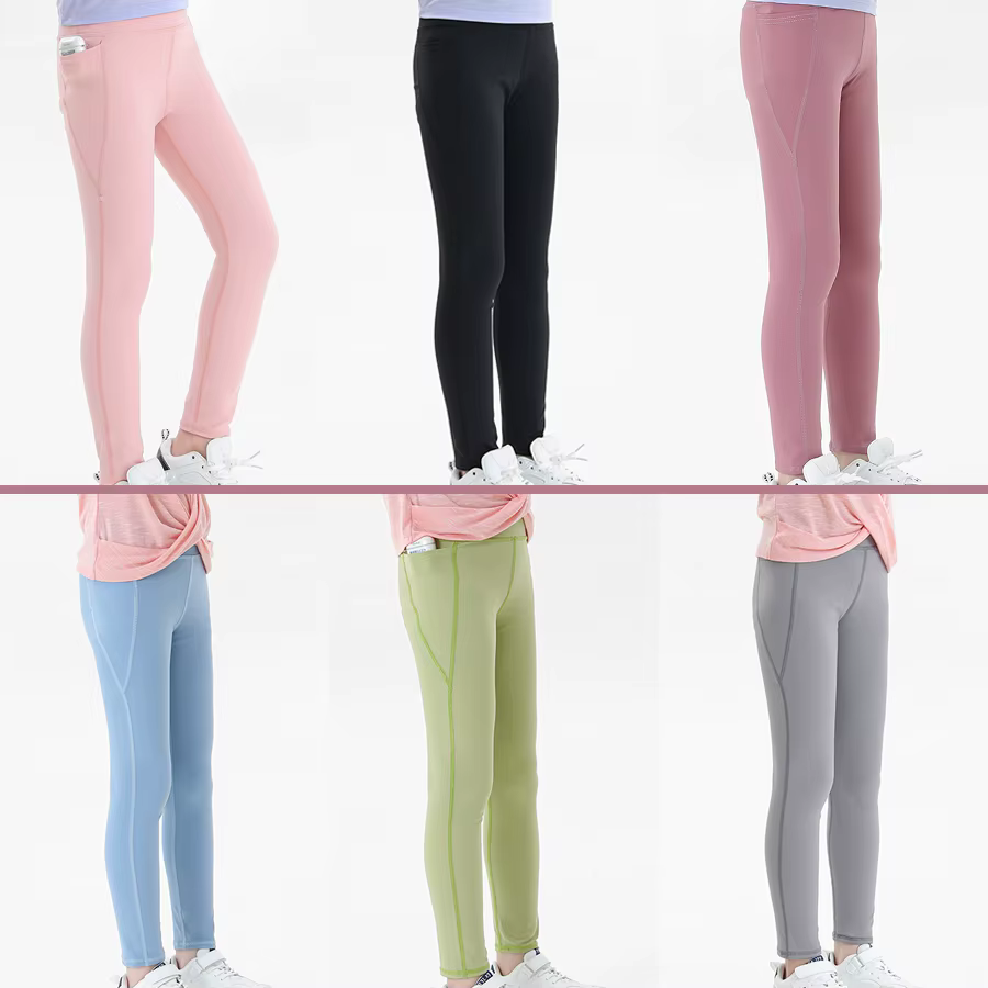 Le.ggings deportivos elásticos para niñas – Cintura alta con bolsillo - imagen 3