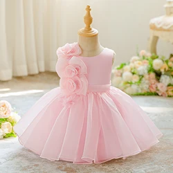 Tregren vestido princesa de cumpleaños sin mangas corte A flores 3D