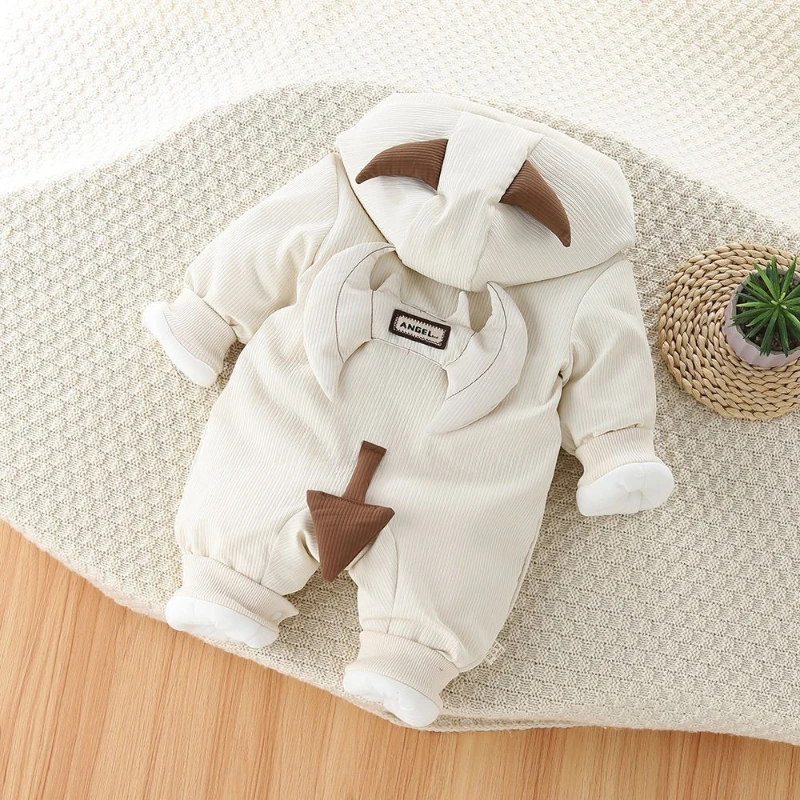 Pelele con capucha gruesa para recién nacido unisex, cálido - imagen 3