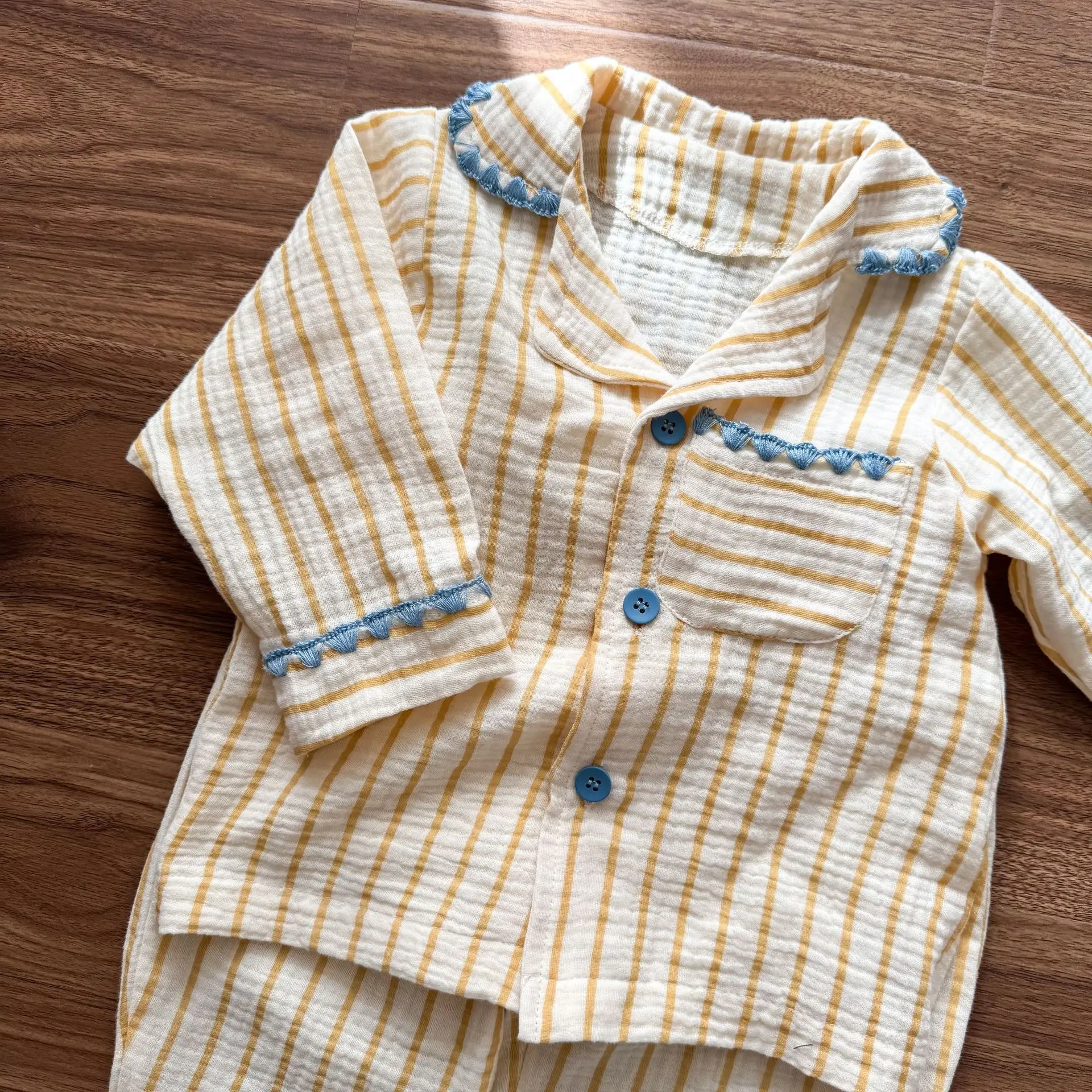 Conjunto pijama de rayas algodón suave para dormir infantil niños - imagen 4