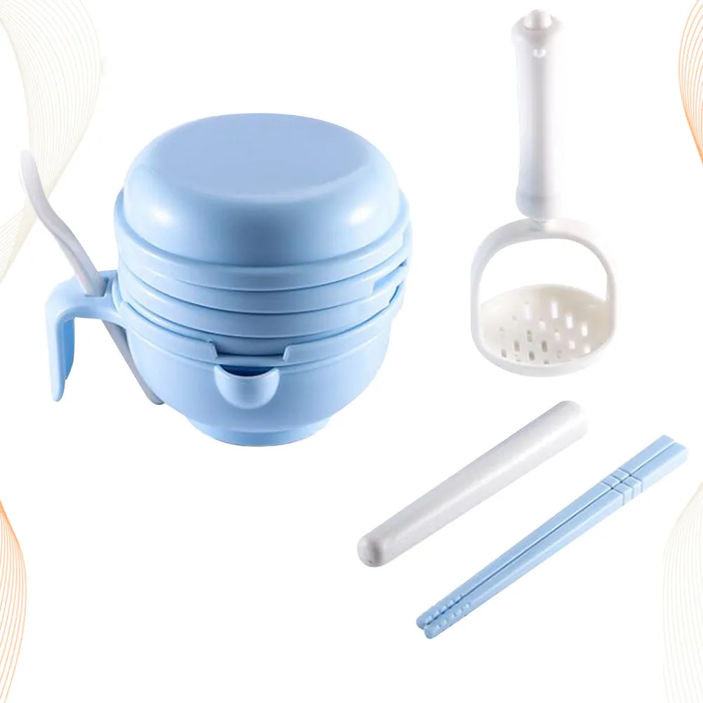 Triturador manual de alimentos para bebés en azul cielo - imagen 3