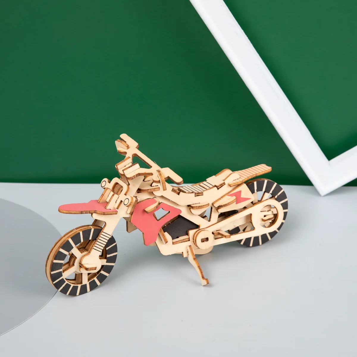 Puzle 3D moto de madera artesanal para niños - imagen 2