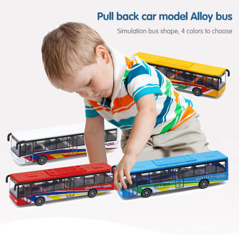 Autobús de juguete doble piso metálico a fricción para niños - imagen 4