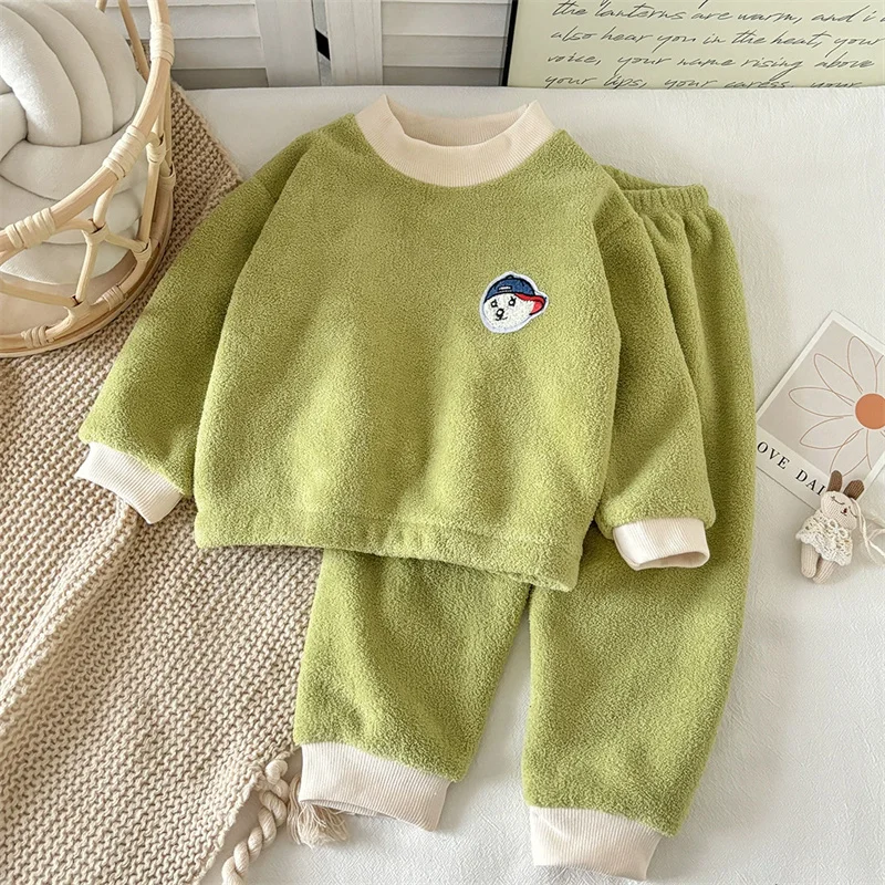 Pijama de invierno cálido de lana para niñas – conjunto - imagen 5