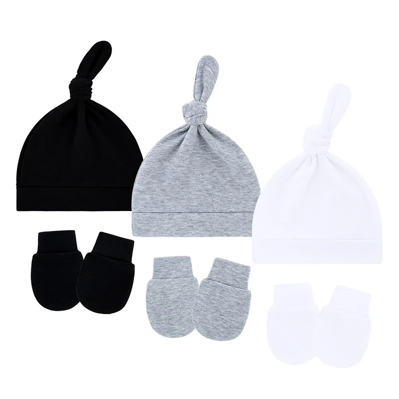 Conjunto gorro y guantes de bebé algodón suave para invierno