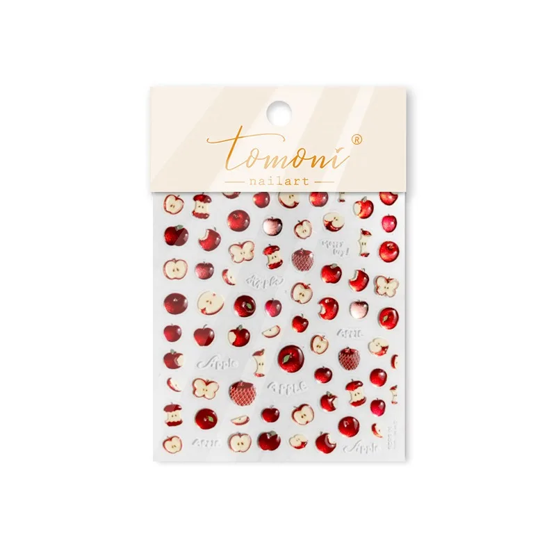 Pegatinas de uñas infantiles con manzana roja en relieve - imagen 2