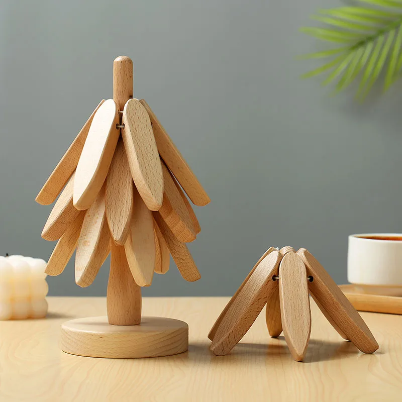 Salvamanteles antideslizantes en madera con diseño árbol - imagen 2