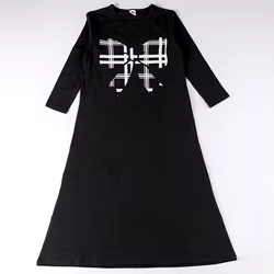 Camisón a cuadros para niña – Algodón negro manga larga Primavera-Verano