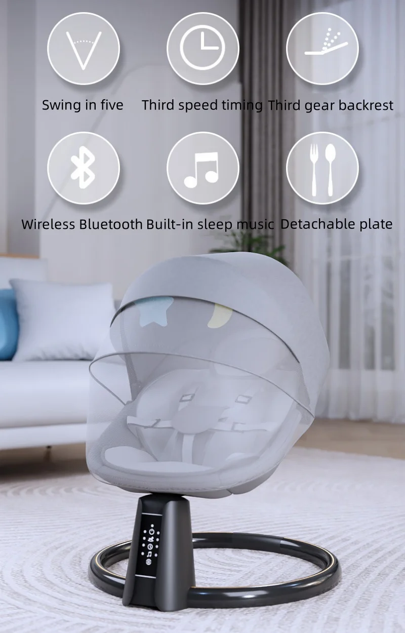 Mecedora eléctrica para bebé con diseño cómodo y zona acolchada