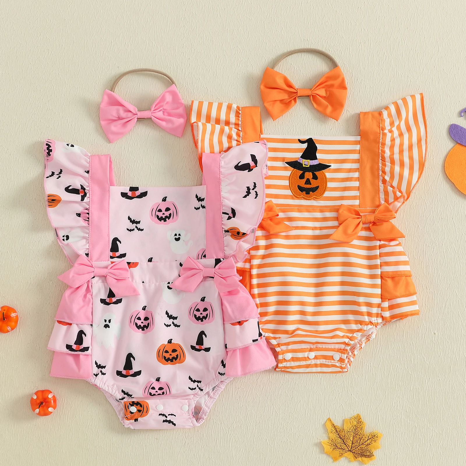 Tregren Pelele Halloween para bebé niña con estampado de calabaza - imagen 5